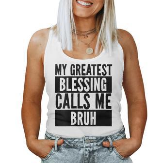 Womens My Greatest Blessing Calls Me Bruh Vintage Mothers Day Women Tank Top Basic Casual Daily Weekend Graphic - Seseable