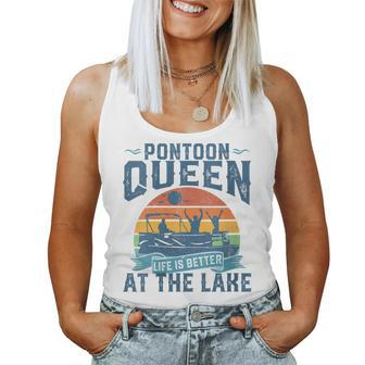 Womens Pontoon Queen Funny Boating Lake Pontooning Womens Boat Gift Women Tank Top Basic Casual Daily Weekend Graphic - Seseable