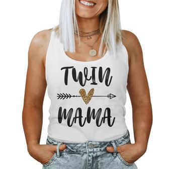 Womens Twin Mama Mothers Day Funny Leopard New Mom Of Twins Women Tank Top Basic Casual Daily Weekend Graphic - Thegiftio UK