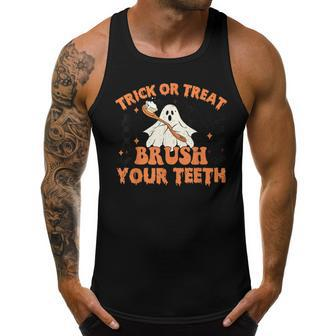 Trick Or Treat Brush Your Th Dental Halloween Ghosh Funny Men Tank Top Daily Basic Casual Graphic - Thegiftio UK