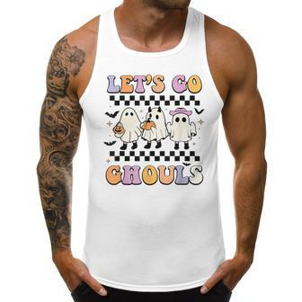 Halloween Retro Groovy Lets Go Ghouls Funny Ghost Boo Kids Men Tank Top Daily Basic Casual Graphic - Thegiftio UK