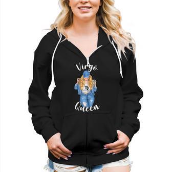 Womens Streetwise Virgo Queen Zodiac Girl August September Womens Women Hoodie Casual Graphic Zip Up Hooded Sweatshirt - Thegiftio UK