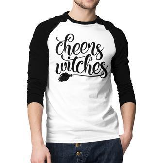 Cheers Witches Funny Halloween Party Fun Quote  Men Baseball Tee Raglan Graphic Shirt