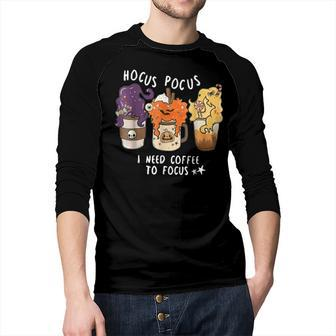Hocus Pocus I Need Coffee To Focus Halloween Teacher Womens  V2 Men Baseball Tee Raglan Graphic Shirt