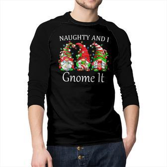 Naughty And I Gnome It Christmas Pajamas Gnomes Funny Xmas  Men Baseball Tee Raglan Graphic Shirt