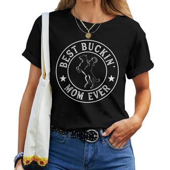 Best Buckin Mom Ever Cowgirl Barrel Riding Rodeo Funny Women T-shirt Casual Daily Crewneck Short Sleeve Graphic Basic Unisex Tee