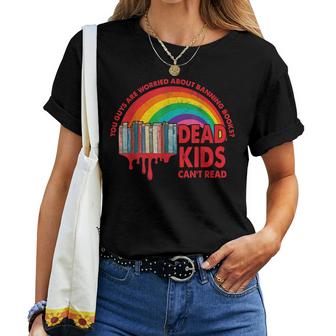 Books Reading Dead Kids Cant Read Rainbow End Gun Violence  Women Crewneck Short T-shirt