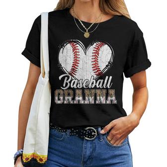 Softball Baseball Granna Heart Leopard Print Mothers Day  Women Crewneck Short T-shirt