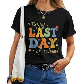 Groovy Happy Last Day Of School Teachers Students Last Day  Women Crewneck Short T-shirt