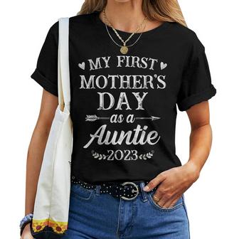My First Mothers Day As A Auntie Mothers Day 2023  Women Crewneck Short T-shirt