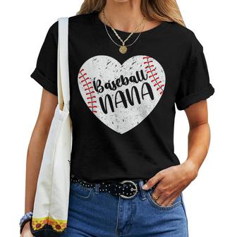 Baseball Nana Retro Heart Baseball Grandma Mothers Day  Women Crewneck Short T-shirt