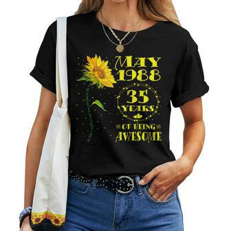 35Th Birthday 35 Year Old Sunflower Lovers Born In May 1988 Women T-shirt | Mazezy