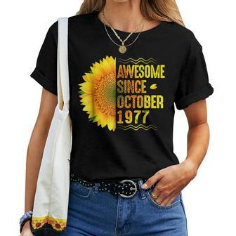 41St Birthday Sunflower Awesome Since October 1977 Tee Women T-shirt | Mazezy