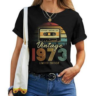 50 Year Old Gifts Vintage 1973 Cassette Tape 50Th Birthday Women T-shirt - Seseable
