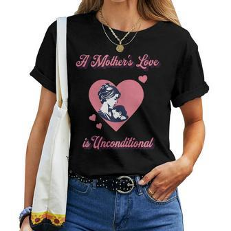 A Mothers Love Is Unconditional Heart Mothers Day Love Gift For Womens Women Crewneck Short T-shirt - Thegiftio UK
