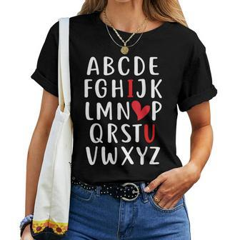 Abc Chalk Alphabet I Love You English Teacher Valentines Day V6 Women T-shirt - Seseable