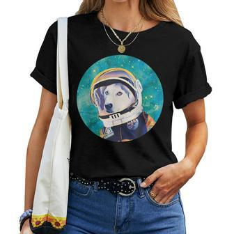 Adorable Husky Astronaut Gift For Husky Dog Lovers Mom Dads  Women T-shirt Casual Daily Crewneck Short Sleeve Graphic Basic Unisex Tee