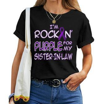 Alzheimers Awareness Sister In Law Purple Ribbon Women T-shirt | Mazezy