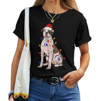 American Bulldog Xmas Lights Dog Dad Dog Mom Women T-shirt | Mazezy