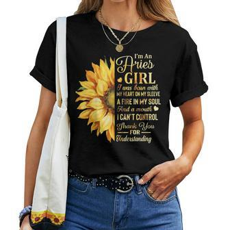 Im An Aries Girl Sunflower Birthday Women T-shirt | Mazezy