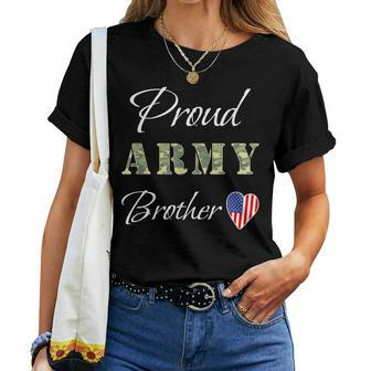 Army Brother Usa Flag Proud Army Brother Of Soldier Sister Women T-shirt | Mazezy