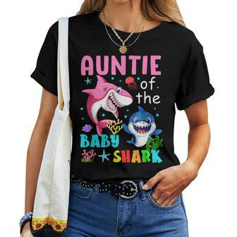 Auntie Of The Baby Shark Birthday Auntie Shark Women T-shirt | Mazezy