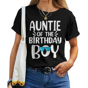 Auntie Of The Birthday Boy Mom Dad Kids Family Matching  Women T-shirt Casual Daily Crewneck Short Sleeve Graphic Basic Unisex Tee
