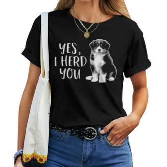Australian Shepherd Herding Dog Funny I Herd You Mom Dad V2 Women T-shirt - Seseable