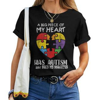 Autism Awareness - Dad Mom Daughter Autistic Kids Awareness Women T-shirt - Seseable