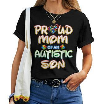 Autism Awareness Family Proud Mom Of Autistic Son 2979 Women T-shirt - Seseable