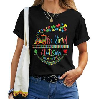 Autism Awareness Be Kind Train Puzzle Piece For Kids Adults Women T-shirt - Seseable