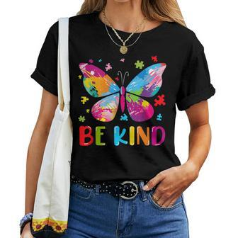 Autism Awareness Kindness Butterfly Be Kind Teacher Women Women T-shirt | Mazezy