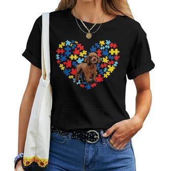 Autism Awareness Poodle Heart Dog Dad Dog Mom Gift Women T-shirt - Seseable