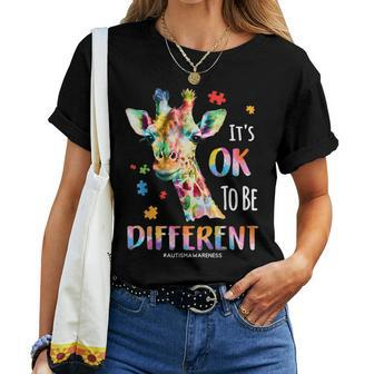 Autism Awareness Women Kid Its Ok To Be Different Giraffe Women T-shirt - Seseable