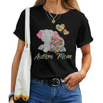 Autism Mom Elephant Cute Elephant Autism Awareness Gift Women T-shirt - Seseable