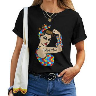Autism Mom Unbreakable Rosie The Riveter Strong Woman Power Women T-shirt | Mazezy