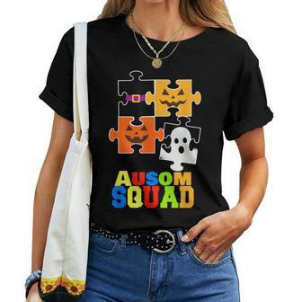 Autism Squad Boo Halloween Group Matching Teacher Kids Women Women T-shirt | Mazezy
