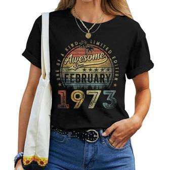 Awesome Since February 1973 50 Years Old 50Th Birthday Gifts Women T-shirt - Seseable