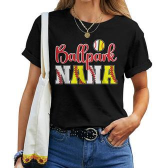 Ballpark Nana Softball Baseball Nana Grandma Women T-shirt | Mazezy