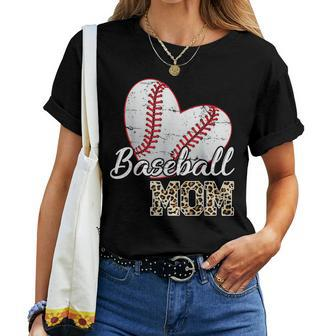 Baseball Mom Leopard Print Baseball Mama Women T-shirt | Mazezy
