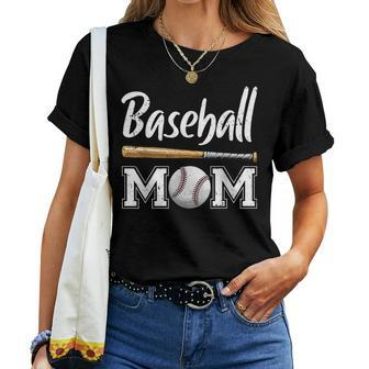 Baseball Mom Leopard Print Baseball Mama Mothers Day Women Crewneck Short T-shirt - Thegiftio UK