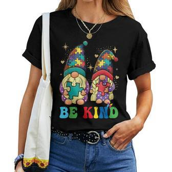 Be Kind Autism Gnomes Sunflower Autism Awareness Month 2023  Women T-shirt Casual Daily Crewneck Short Sleeve Graphic Basic Unisex Tee