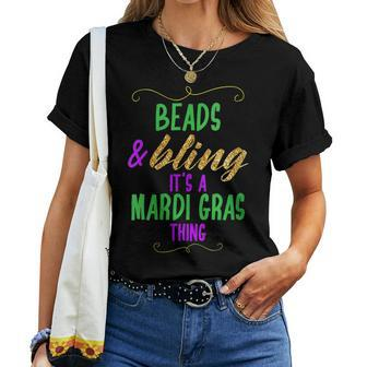 Beads & Bling Its A Mardi Gras Thing Cool Gift For Womens Women Crewneck Short T-shirt - Thegiftio