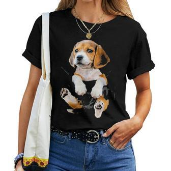 Beagle Pocket Funny Mom Dad Kid Lover Themed Gifts Men Women Women T-shirt - Seseable