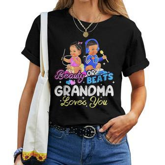 Beauty Or Beat Grandma Loves You - Gender Reveal Party Women T-shirt | Mazezy