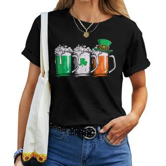 Beer St Patricks Day Leprechaun Men Women Irish Ireland Flag Women T-shirt | Mazezy