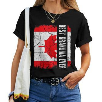 Best Canadian Grandma Ever Canada Flag Mothers Day Women T-shirt - Seseable