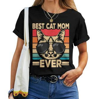 Best Cat Mom Ever Funny Cat Lover Retro Cat Women Women T-shirt - Seseable