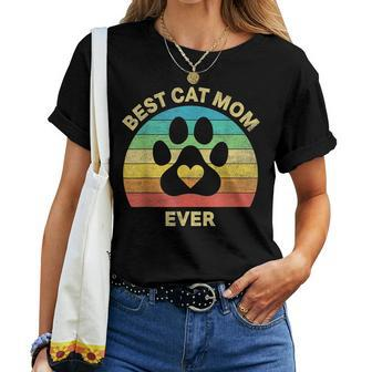 Best Cat Mom Ever Mothers Day Cat Paw Colorful Women Women T-shirt - Seseable