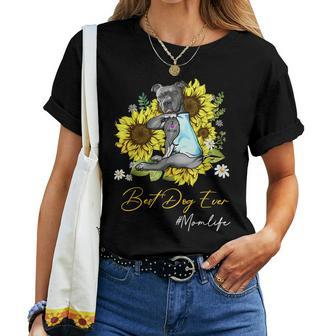 Best Dog Ever Pitbull Sunflower Mom Life Women T-shirt - Seseable